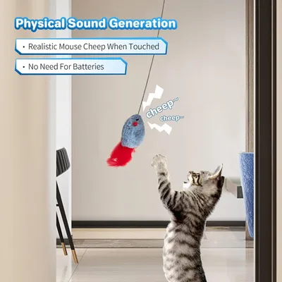 PetTribes Souris Suspendue Criante - Jouet Interactif pour Chat