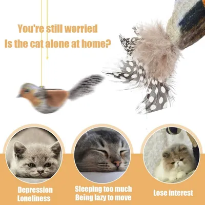 PetTribes Oiseau à plumes suspendu pour chat 2pcs.