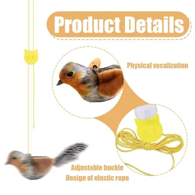 PetTribes Oiseau à plumes suspendu pour chat 2pcs.