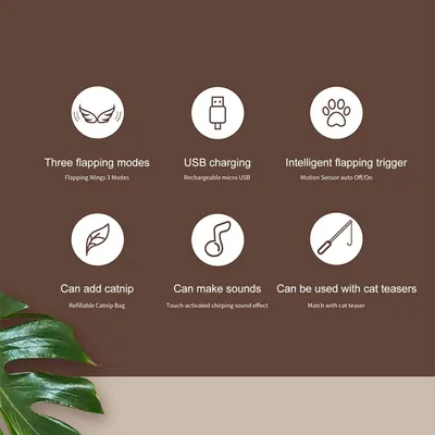 PetTribes Oiseau à Battement USB pour Chat - Jouet Interactif