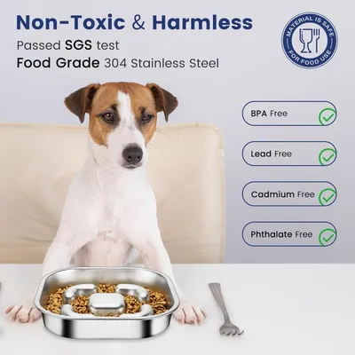 PetTribes Bol Slow Feed pour une digestion saine - Acier inox