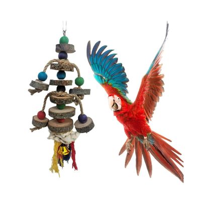 PetTribes Jouet à Mâcher Perroquet - Perles en Bois Colorées