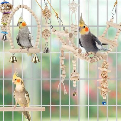 PetTribes Jouets Cage Oiseaux - Balançoire et Hamac Suspendu