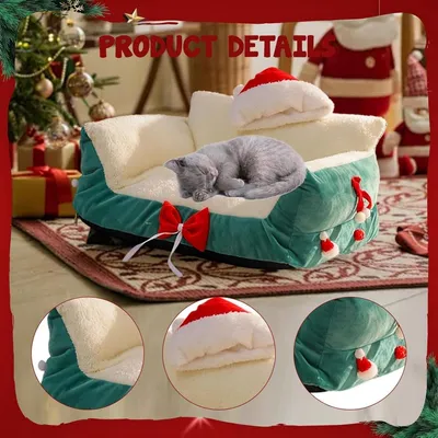 PetTribes Lit de Noël chaud et moelleux pour chat