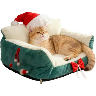 PetTribes Lit de Noël chaud et moelleux pour chat PetTribes Lit de Noël chaud et moelleux pour chat