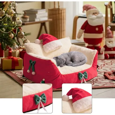 PetTribes Lit de Noël chaud et moelleux pour chat