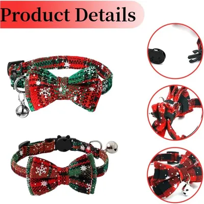 PetTribes Collier de Noël ajustable pour chat et petit chien