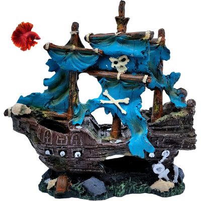 PetTribes Bateau Pirate Décoratif pour Aquarium