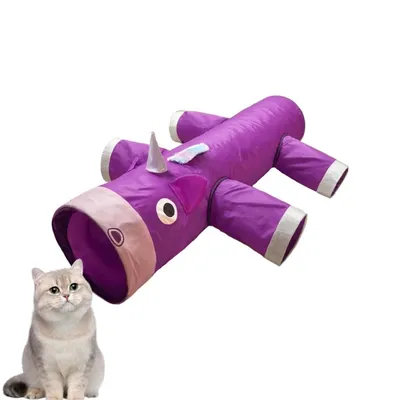 PetTribes Tunnel de jeu pour chat - 6 entrées - Pliable et grand format