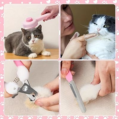 PetTribes Kit Toilettage Chat Pro - Peigne et Tondeuse Antichute