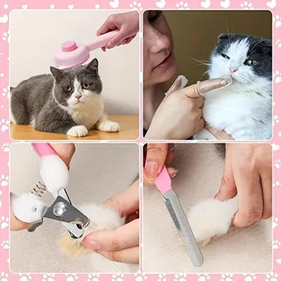 PetTribes Kit Toilettage Chat Pro - Peigne et Tondeuse Antichute