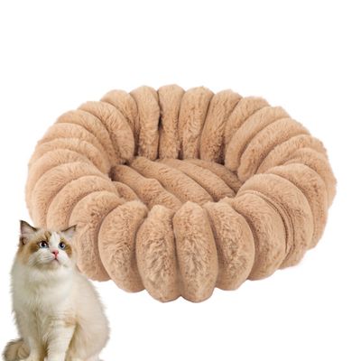 PetTribes Lit rond en peluche pour chien et chat - Hiver - Taille S - Jaune