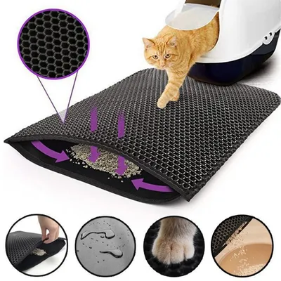 PetTribes Tapis pour Bac à Litière pour Chat EVA Double Couche PetTribes Tapis pour Bac à Litière pour Chat EVA Double Couche