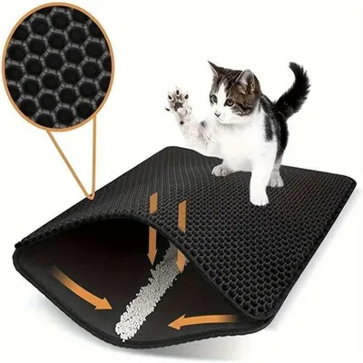 PetTribes Tapis pour Bac à Litière pour Chat EVA Double Couche PetTribes Tapis pour Bac à Litière pour Chat EVA Double Couche