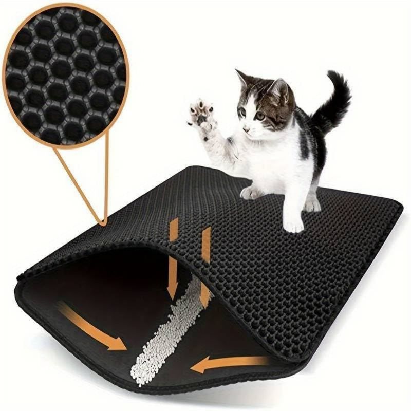 PetTribes Tapis pour Bac à Litière pour Chat EVA Double Couche
