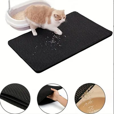 PetTribes Tapis pour Bac à Litière pour Chat EVA Double Couche PetTribes Tapis pour Bac à Litière pour Chat EVA Double Couche