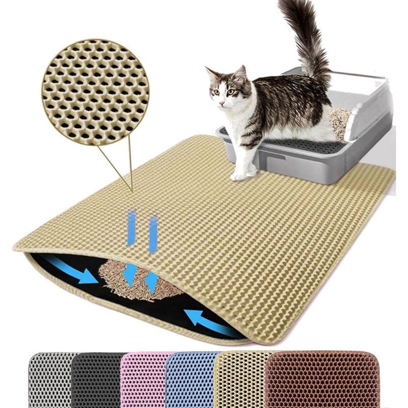PetTribes Tapis de Litière Double Couche - Antidérapant-60*45cm