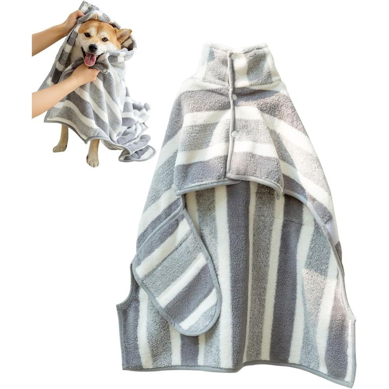 PetTribes Peignoir de Bain Canin - Microfibre Absorbante M