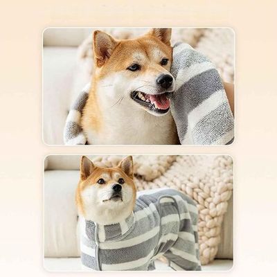 PetTribes Peignoir de Bain Canin - Microfibre Absorbante L