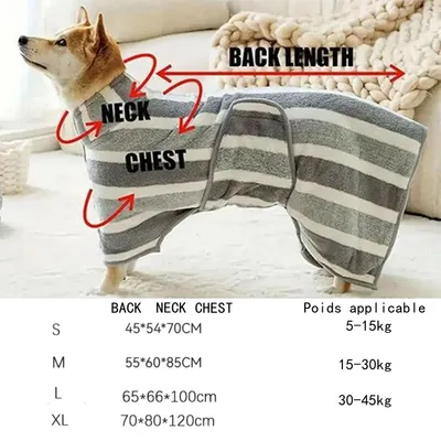 PetTribes Peignoir de Bain Canin - Microfibre Absorbante S