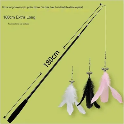 PetTribes Baguette à plumes pour chat - 1,8 m