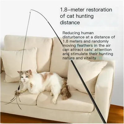 PetTribes Baguette à plumes pour chat - 1,8 m