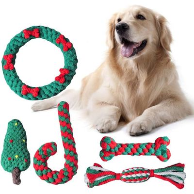 PetTribes Cinq jouets en corde pour chien - Idéal pour Noël