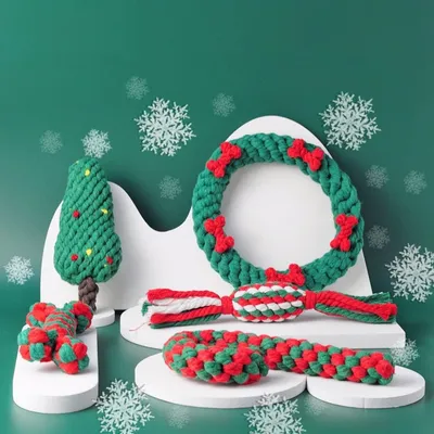 PetTribes Cinq jouets en corde pour chien - Idéal pour Noël