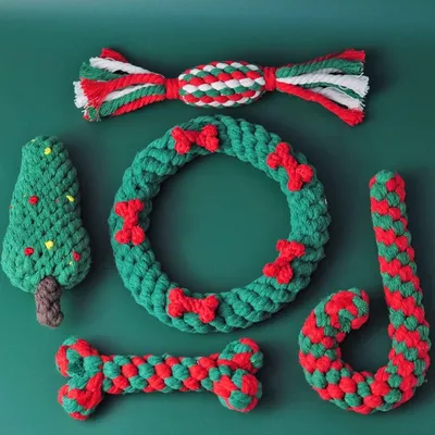 PetTribes Cinq jouets en corde pour chien - Idéal pour Noël