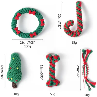 PetTribes Cinq jouets en corde pour chien - Idéal pour Noël