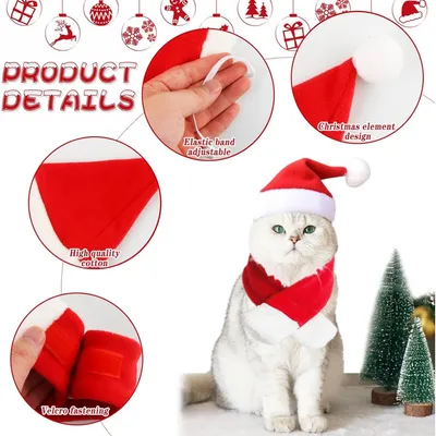 PetTribes Bonnets et écharpes de Noël, parfaits pour les chats. PetTribes Bonnets et écharpes de Noël, parfaits pour les chats.