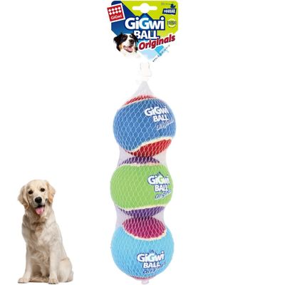 PetTribes Jouet pour Chien - 3 Balles de Tennis Taille M