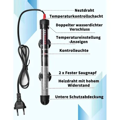 PetTribes Thermoplongeur 100W pour Aquarium - Jusqu'à 120L