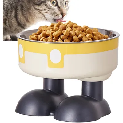 PetTribes Mangeoire Hauteur Ergonomique - Acier Inoxydable jaune