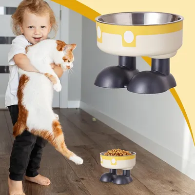 PetTribes Mangeoire Hauteur Ergonomique - Acier Inoxydable jaune