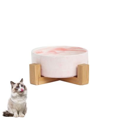 PetTribes Bol surélevé en Céramique et Bois pour Chat
