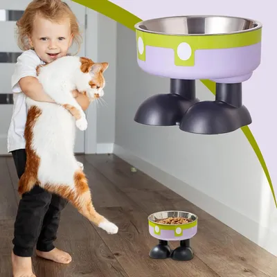 PetTribes Mangeoire Hauteur Ergonomique - Acier Inoxydable Vert