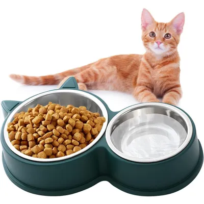 PetTribes  Lot de gamelles pour chat, Double bol