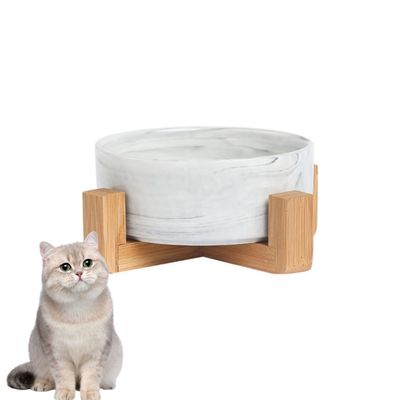PetTribes Bol surélevé en Céramique et Bois pour Chat