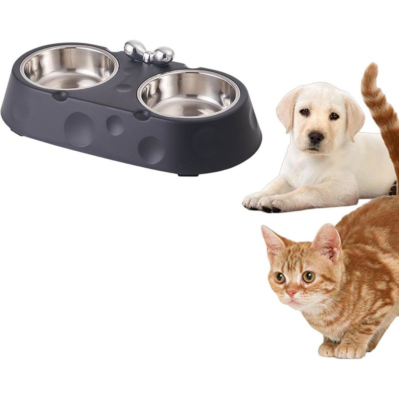 PetTribes Ensemble de gamelles doubles en acier inoxydable pour chat