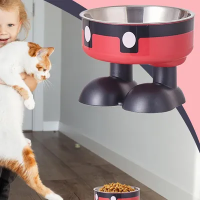 PetTribes Mangeoire Hauteur Ergonomique - Acier Inoxydable Rouge