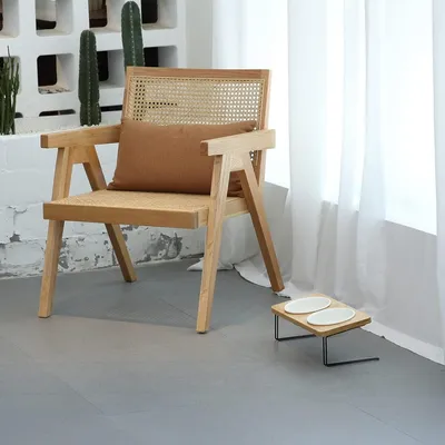 PetTribes Gamelle en céramique et support en bambou