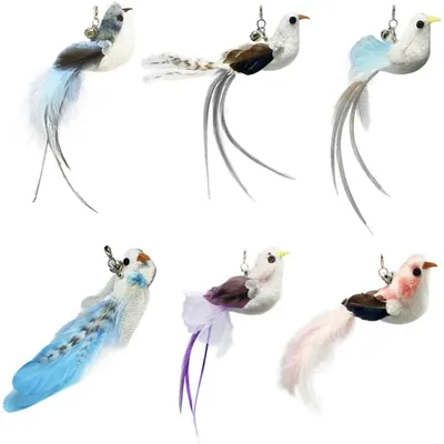 PetTribes Jouets à plumes naturelles pour chat - 6 pièces avec cloches PetTribes Jouets à plumes naturelles pour chat - 6 pièces avec cloches
