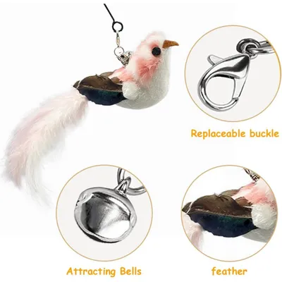 PetTribes Jouets à plumes naturelles pour chat - 6 pièces avec cloches