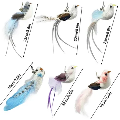 PetTribes Jouets à plumes naturelles pour chat - 6 pièces avec cloches