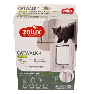 Chatière tunnel 4 positions blanc 19.8 x 25 cm pour chat