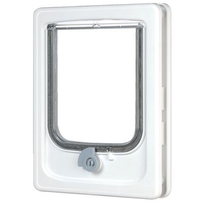 Chatière 2 positions blanc 19.8 x 25 cm pour chat