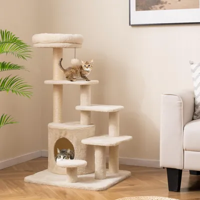 Gintaex Arbre à Chat avec Condo et 4 Plateformes XXL à 7 Niveaux Rembourré