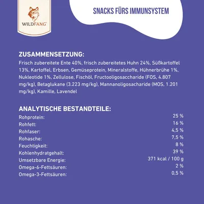 Wildfang Snacks für das Immunsystem mit Ente & Huhn - getreidefrei Wildfang Snacks für das Immunsystem mit Ente & Huhn - getreidefrei