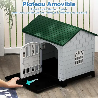 Giantex Niche pour Chien Exterieur en PP, Cabane Chien Exterieur Interieur